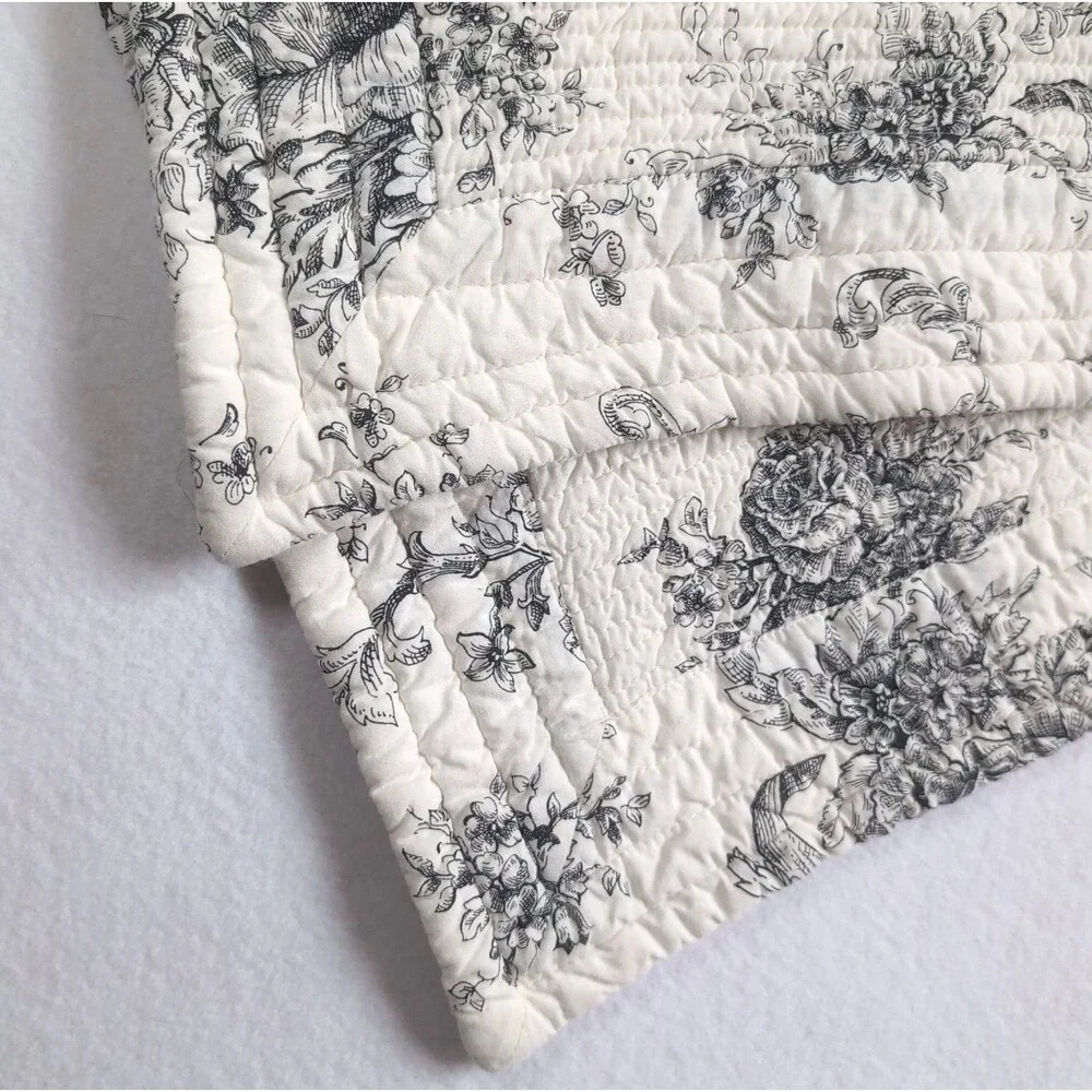 Mélange Home Black White Toile Large Euro Shams Set Of 2 Quilted French Country